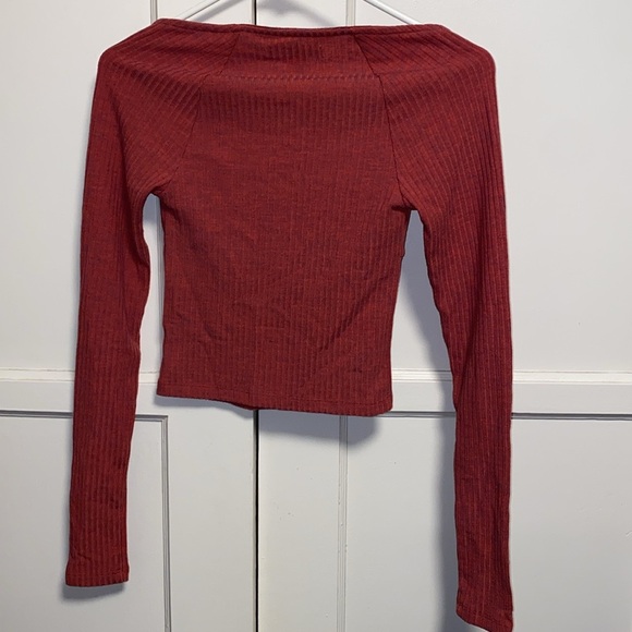 Urban Outfitters XS Red Ribbed Orla Square Neck Top - Picture 3 of 12